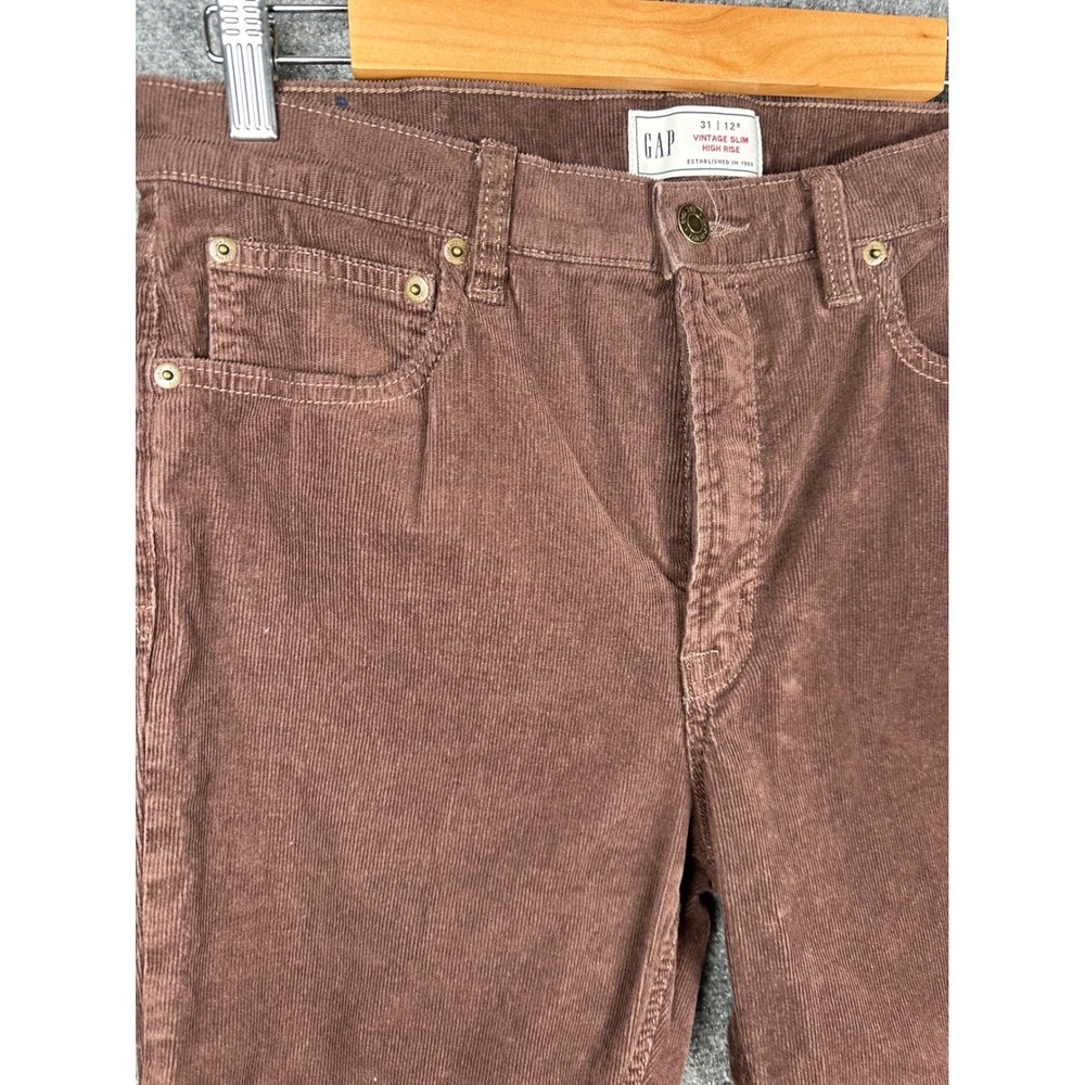 Gap Womens High Rise Vintage Slim Corduroy Pants 12R Brown Warm Espresso Boho - Picture 3 of 8